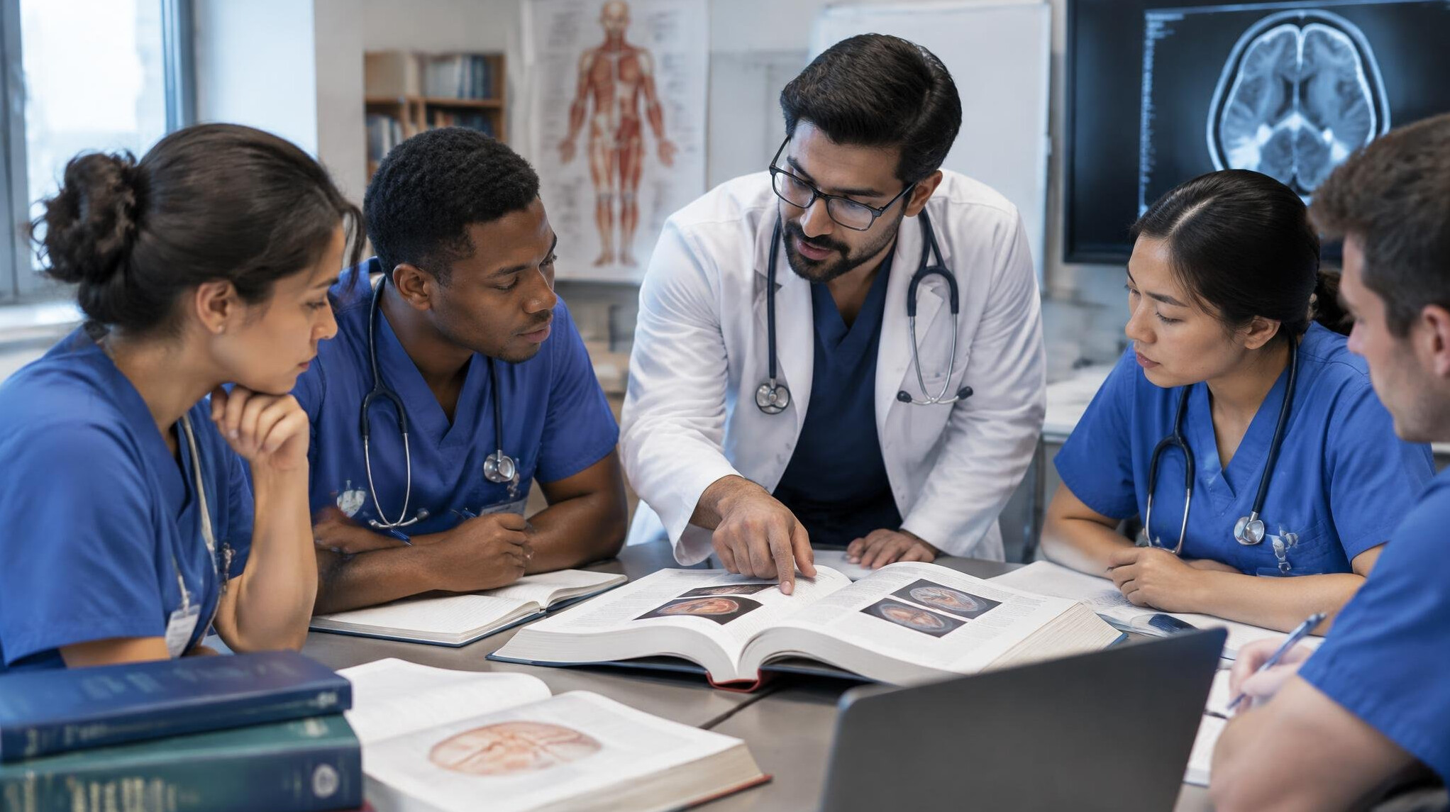 doctor studying medical books